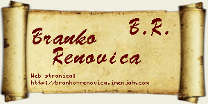 Branko Renovica vizit kartica